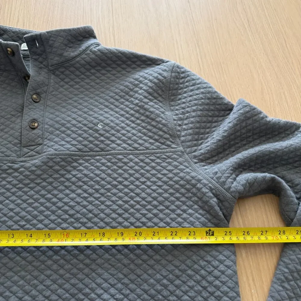 Criquet Quilted Pullover Sweater Men XXL Gray Henley Long Sleeve Outdoor Golf